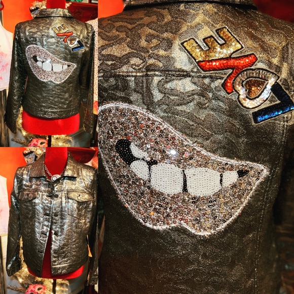 Sassy Britches and Wild Stitches Jackets & Blazers - Vintage UpCycled Silver Sequin Bling Gypsy Boho